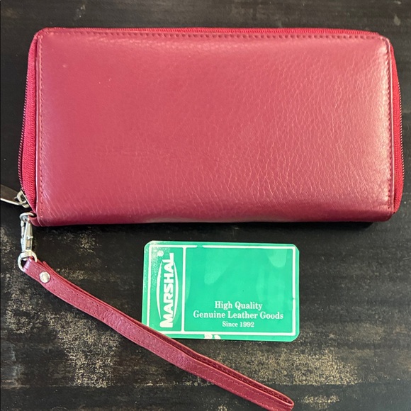 Marshall Leather Zip Wristlet - Raspberry Pink - Picture 1 of 4